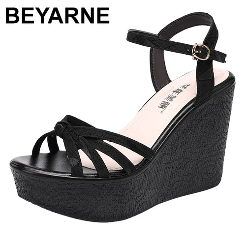 ALTAY Green Platform Wedge Sandals