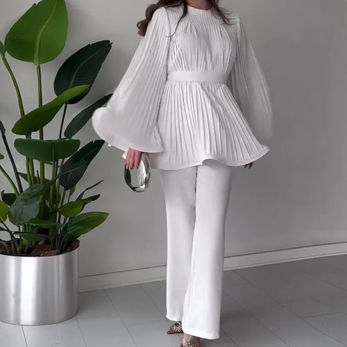 ALTAY Lace-Up Blouse & Pants Abaya Set