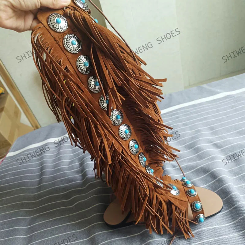 ALTAY Boots Flat Tassel Sandals