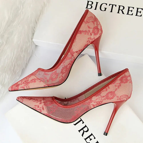 ALTAY Pointed Toe Mesh Fashion Heels
