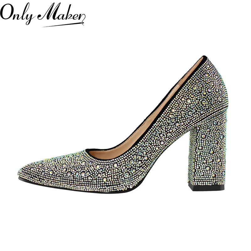 ALTAY Rhinestone Chunky Heels