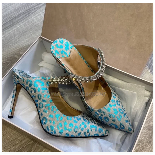 ALTAY Blue Pointed Toe Crystal Sandals