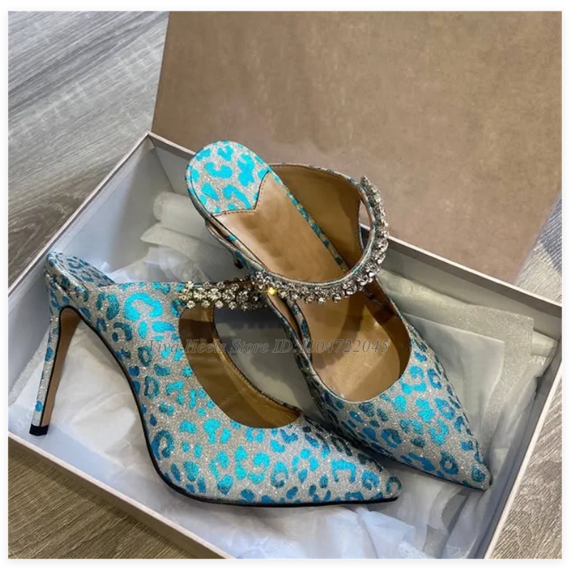 ALTAY Blue Pointed Toe Crystal Sandals