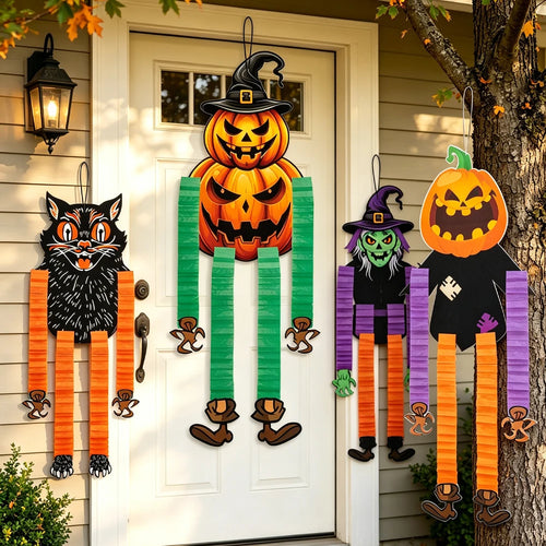 ALTAY Hanging Pumpkin & Witch Ornament Set