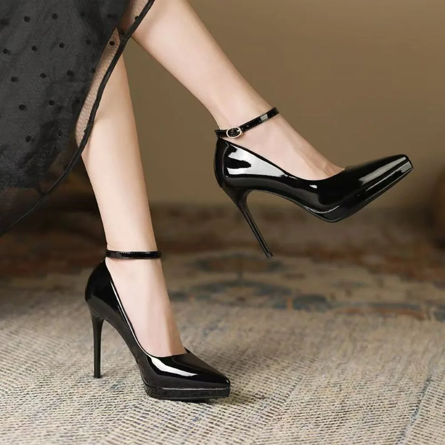 ALTAY Pointed Toe Ankle Strap Heels
