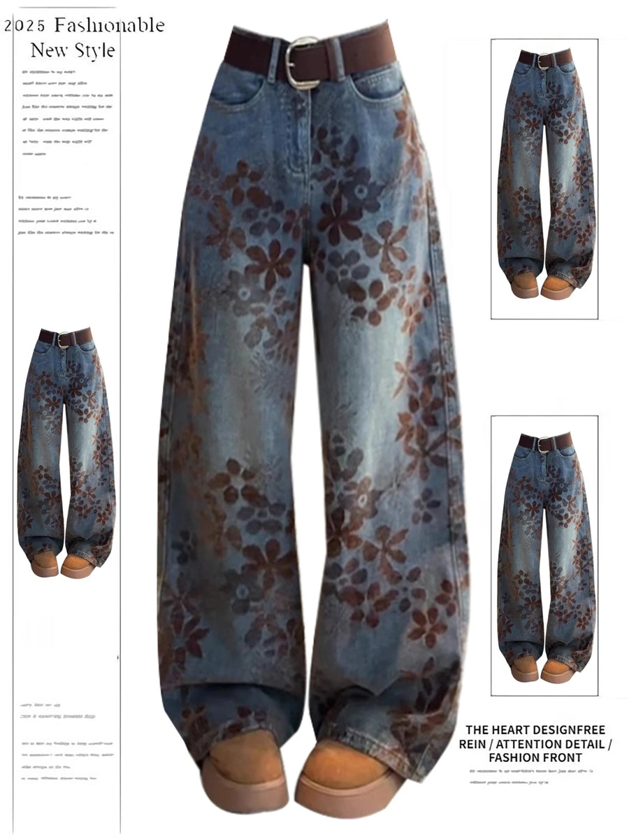 ALTAY High-Waist Embroidered Oversize Jeans — Blue