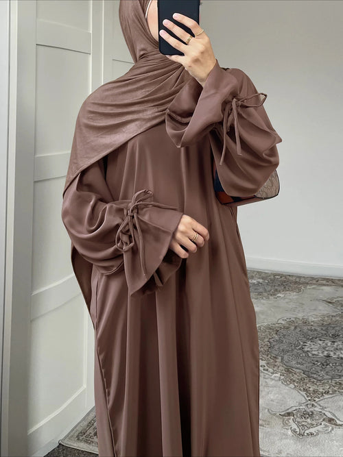 ALTAY Bow-Detail Lace-Up Abaya