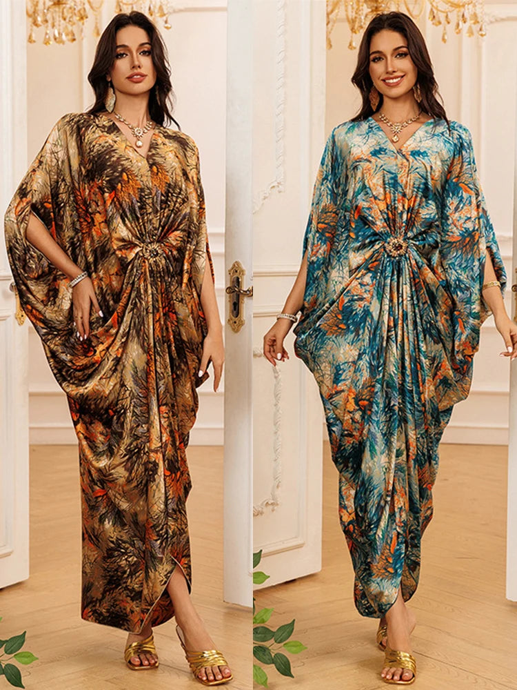 ALTAY V-Neck Printed Abaya