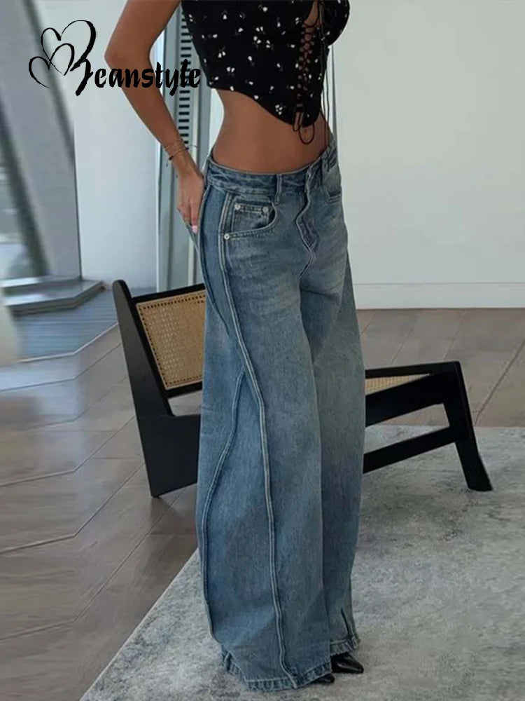 ALTAY Denim Wide-Leg Stripe Jeans