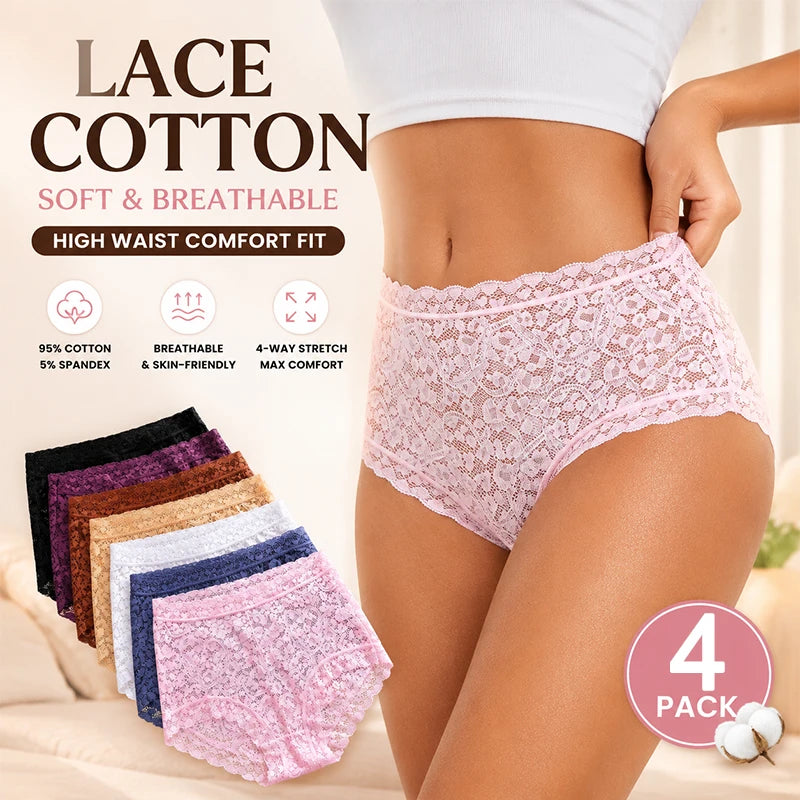 ALTAY Lace Mid Waist Panties (4-Pack)