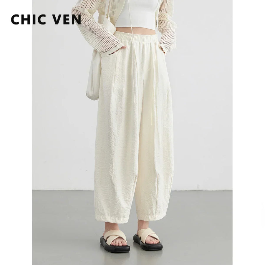 ALTAY White High Waist Pleated Pants