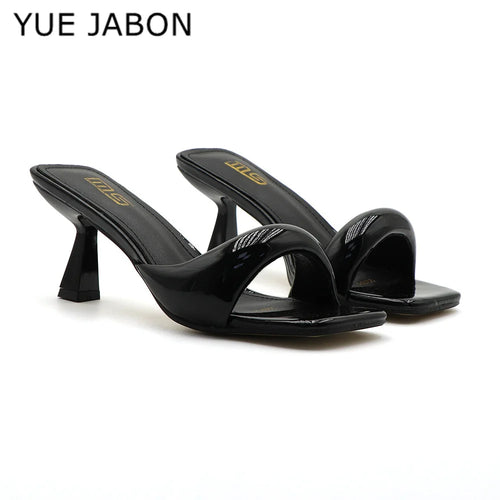 ALTAY Green Square Toe Open Toe Heels