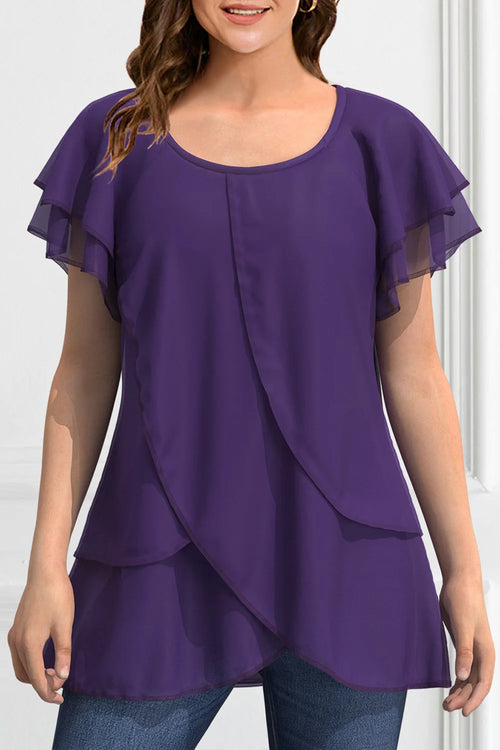 ALTAY Chiffon Irregular-Hem Blouse