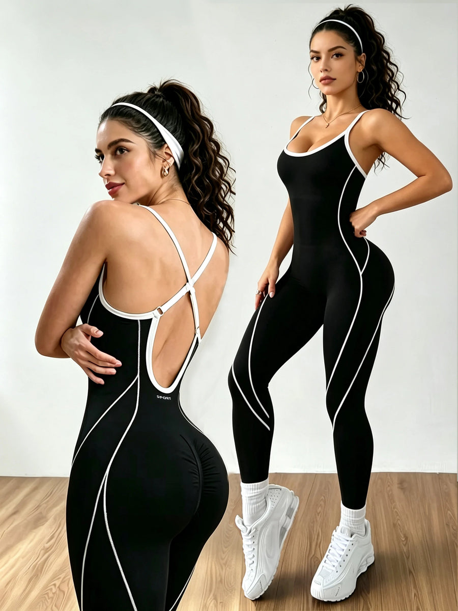 ALTAY Contrast Piping Yoga Jumpsuit