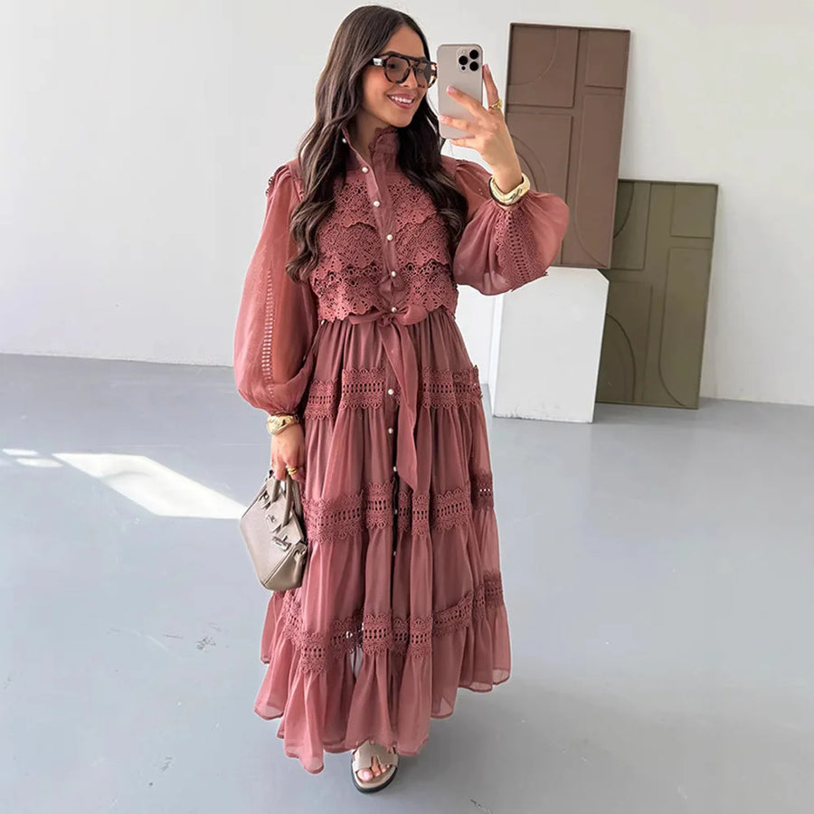 ALTAY Mesh Lace-Up Abaya