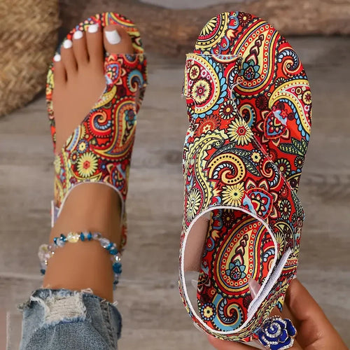 ALTAY Bohemian Print Flat Sandals