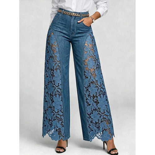 ALTAY Denim Lace High Waist Pants