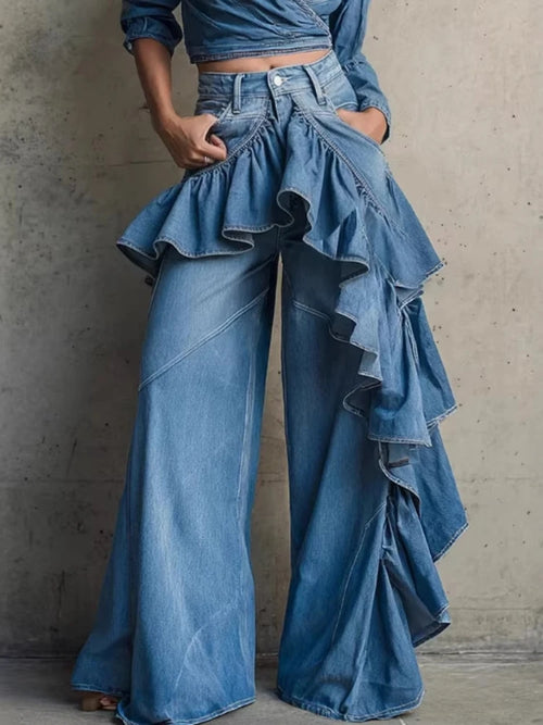ALTAY High-Waist Straight Baggy Jeans — Blue