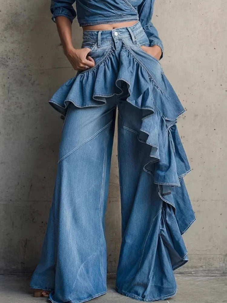 ALTAY High-Waist Straight Baggy Jeans — Blue