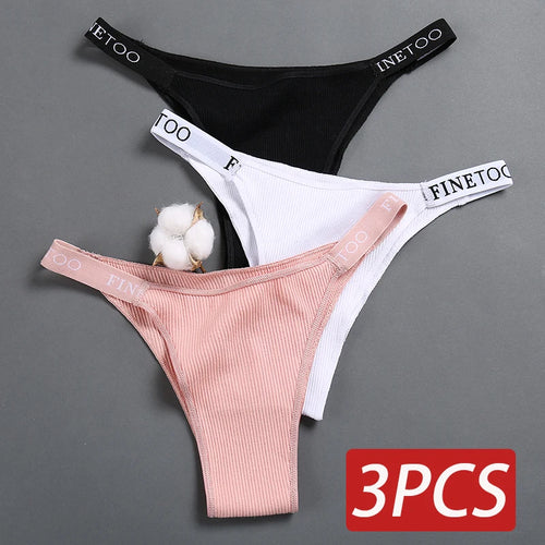 ALTAY Cotton Letter Waist Thongs (3-Pack)