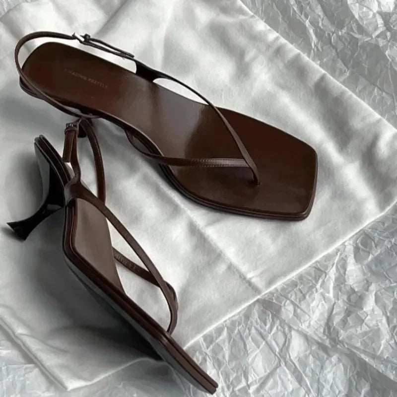ALTAY Brown Square Toe Sandals