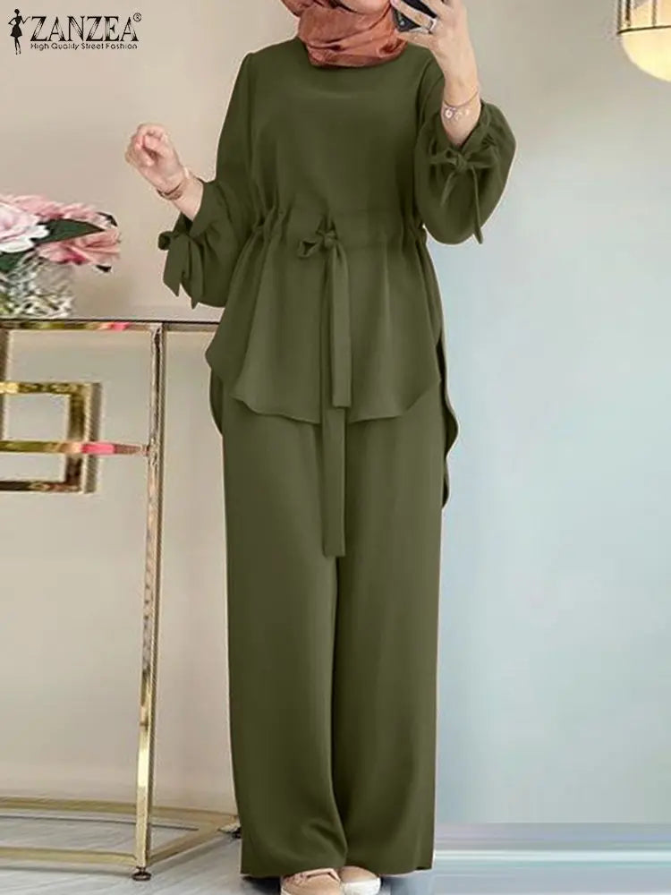 ALTAY Long-Sleeve Top & Pants Abaya Set