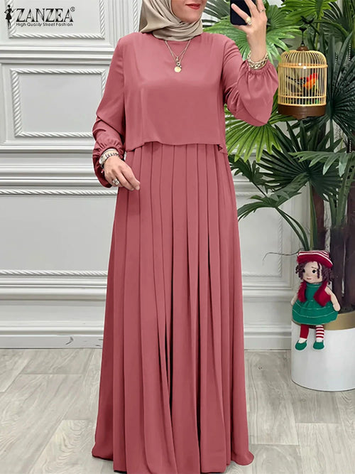 ALTAY Pleated Long-Sleeve Abaya