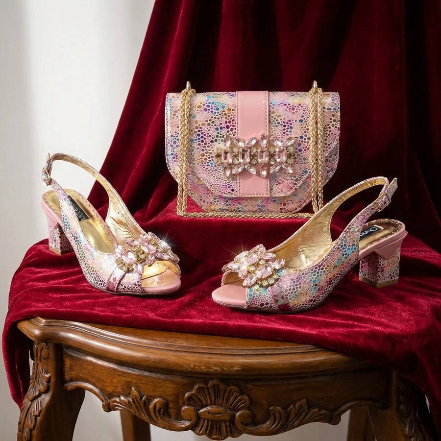 ALTAY Peep Toe Rhinestone Flats
