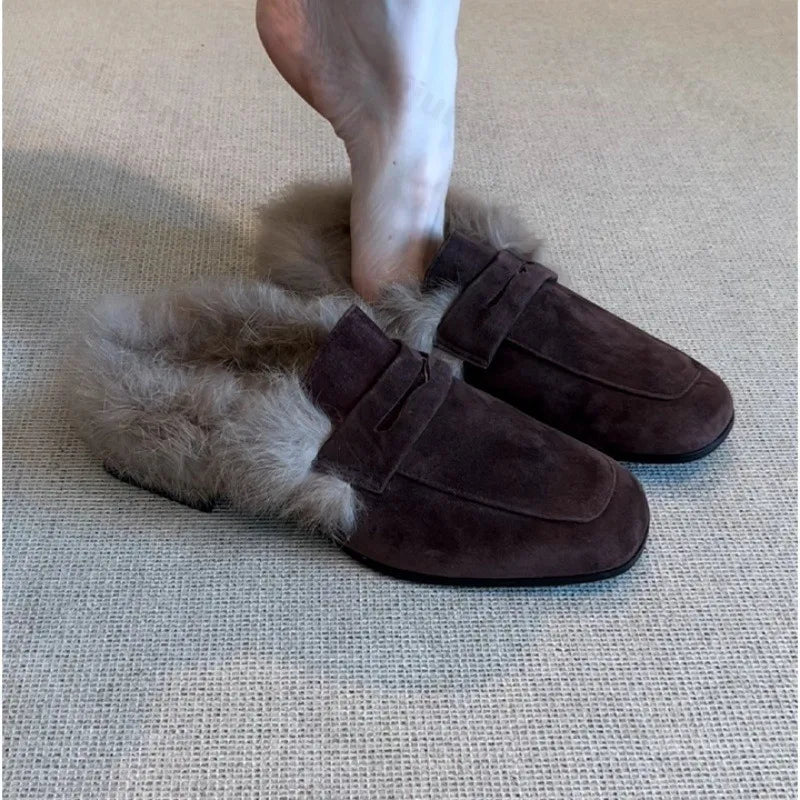 ALTAY Square Toe Suede Flats