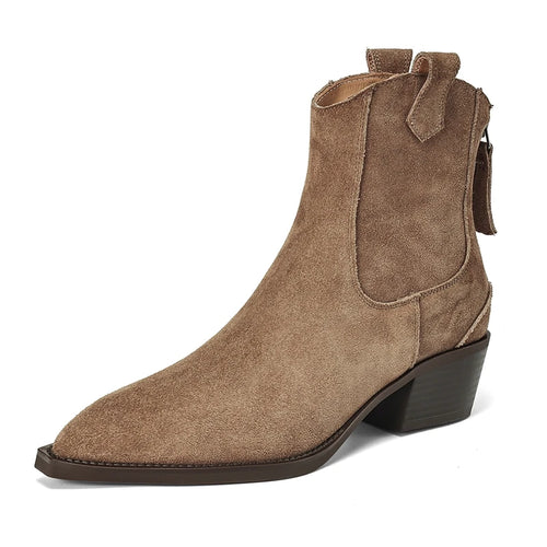 ALTAY Zippered Pointed Toe Ankle Boots