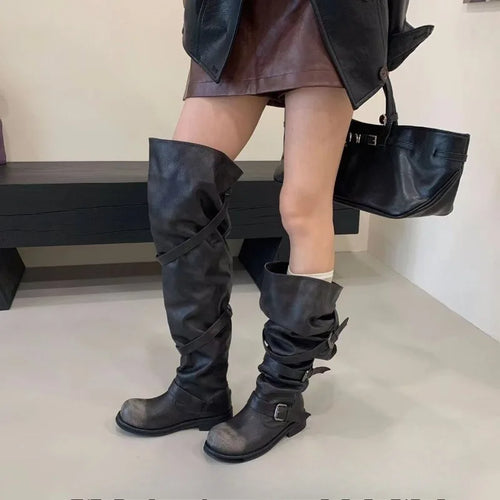 ALTAY Leather Slouchy Boots Woman