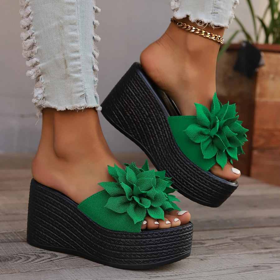 ALTAY Floral Platform Wedge Sandals