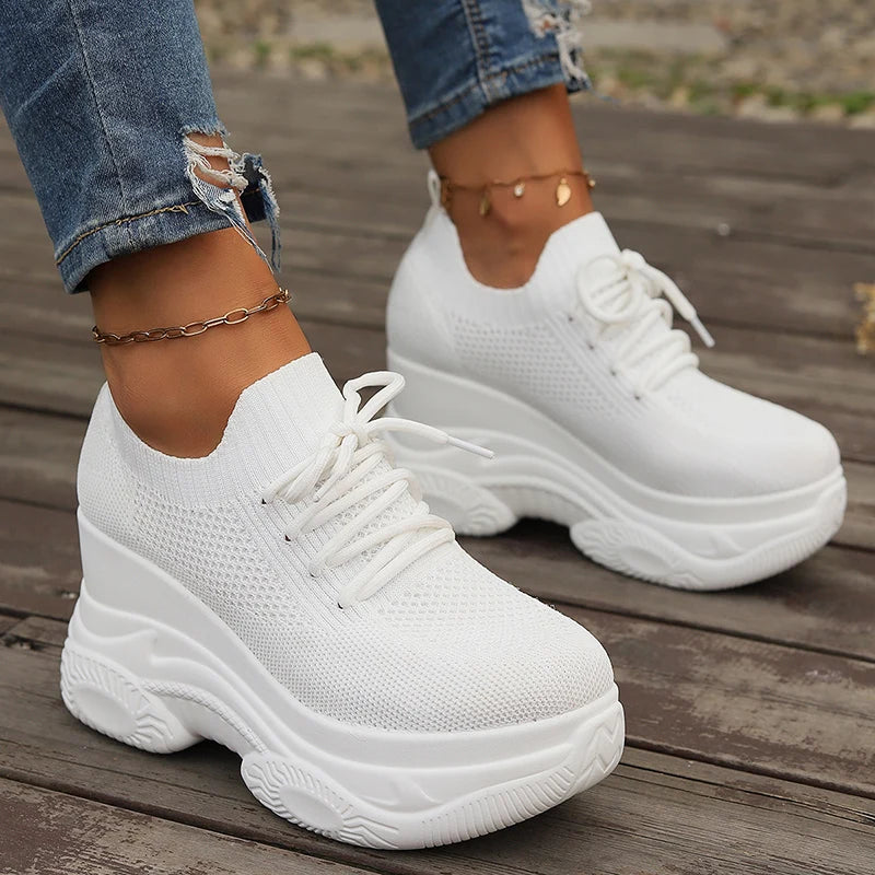 ALTAY White Platform Chunky Heels