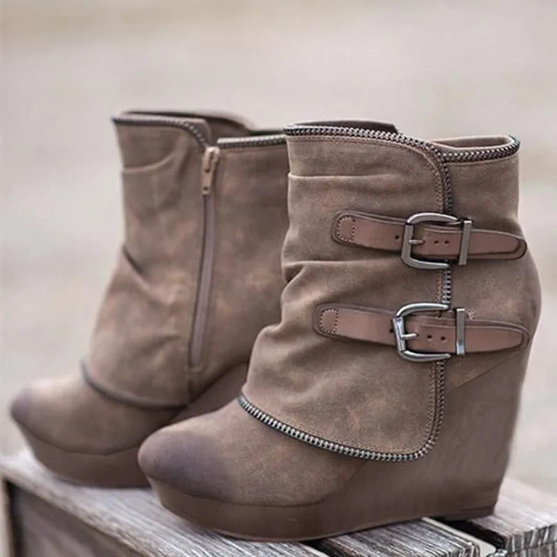 ALTAY Suede Wedge Boots