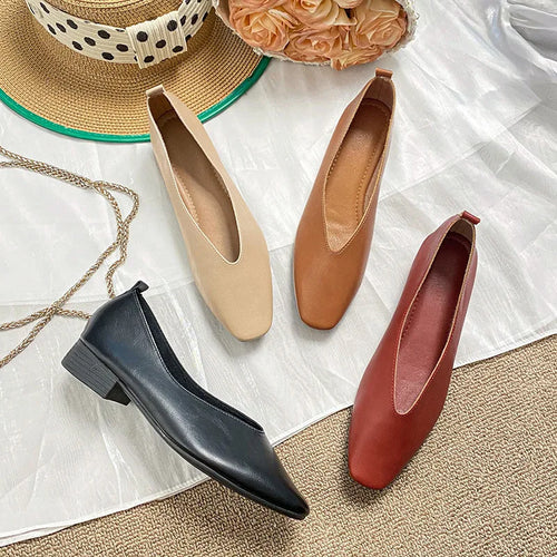 ALTAY Green Square Toe Flats