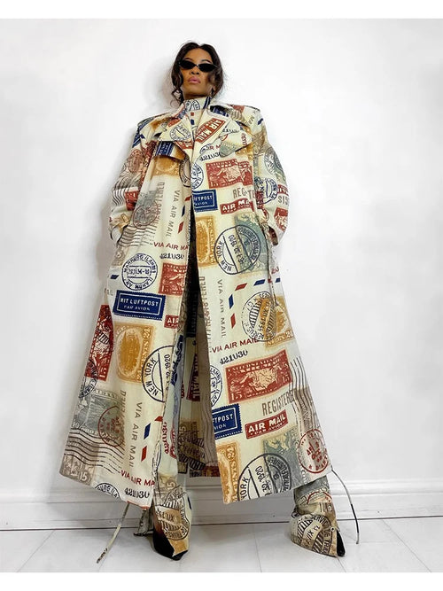 ALTAY Oversized Printed Trench Coat