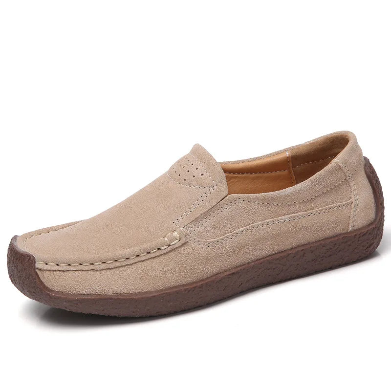ALTAY Apricot Square Toe Suede Flats