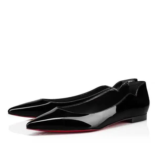 ALTAY Red Pointed Toe Patent Leather Flats