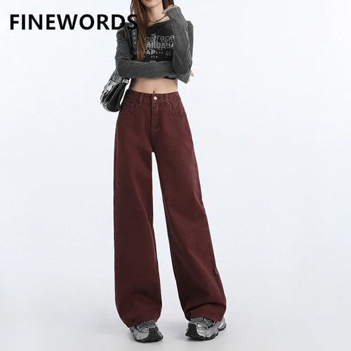 ALTAY Red Wide Leg Baggy Jeans