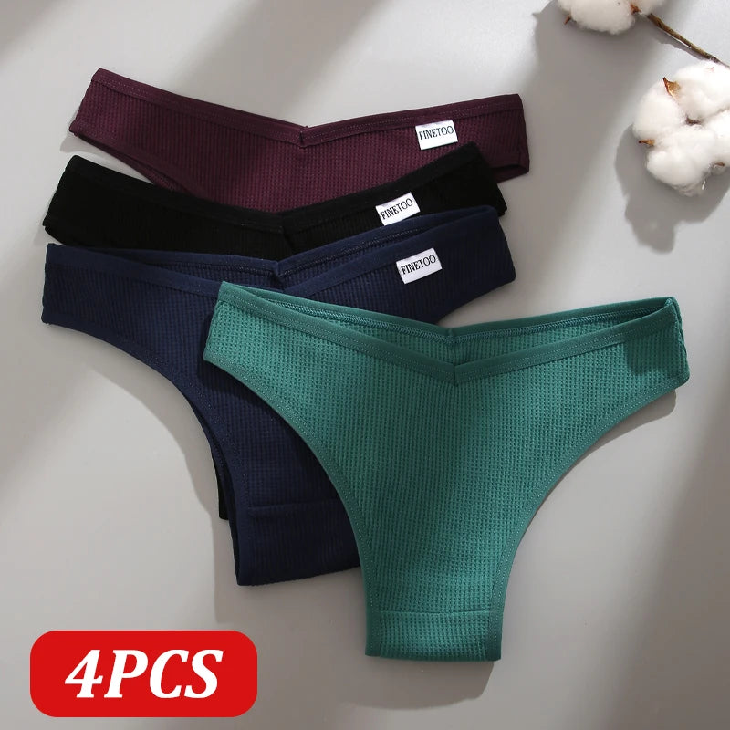 ALTAY Cotton Solid Color Brazilian Panties (4-Pack)
