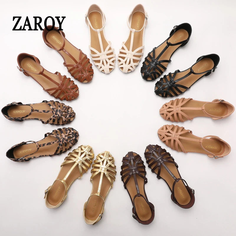 ALTAY T-Strap Woven Roman Sandals