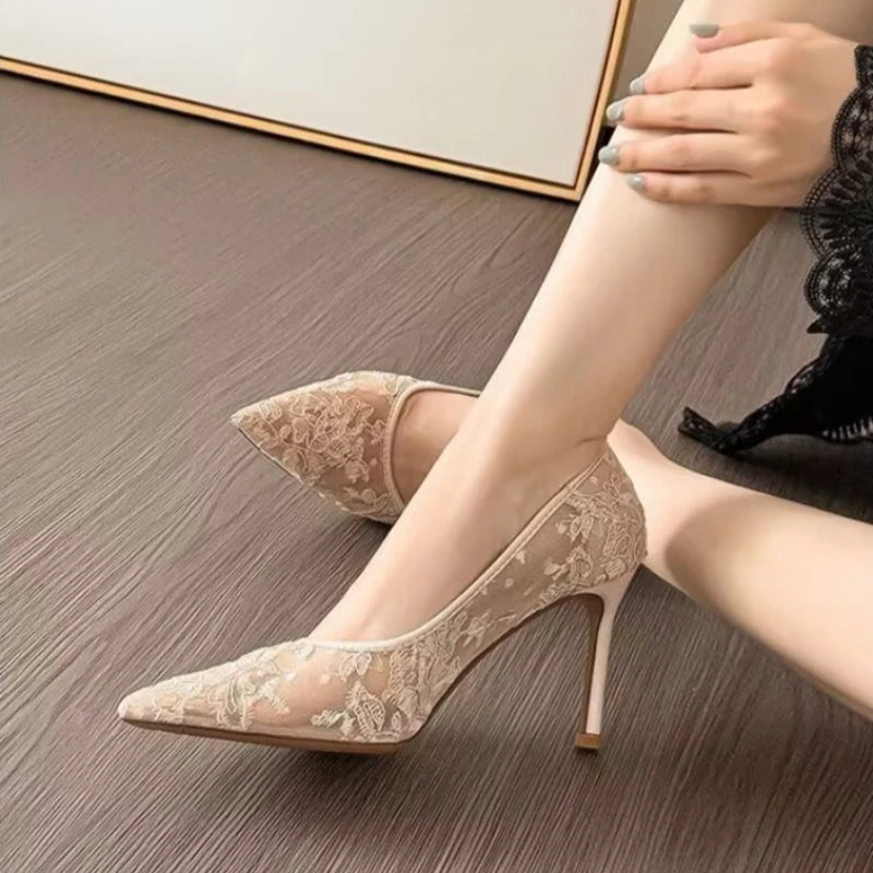 ALTAY Nude Mesh Heels