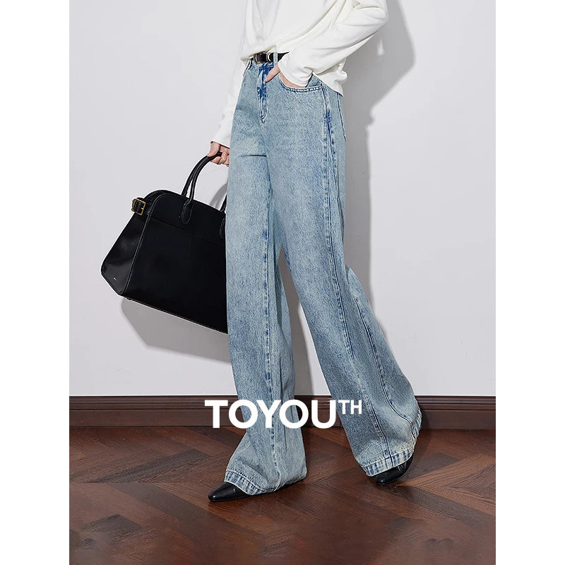 ALTAY Mide Denim Wide Leg Straight Jeans