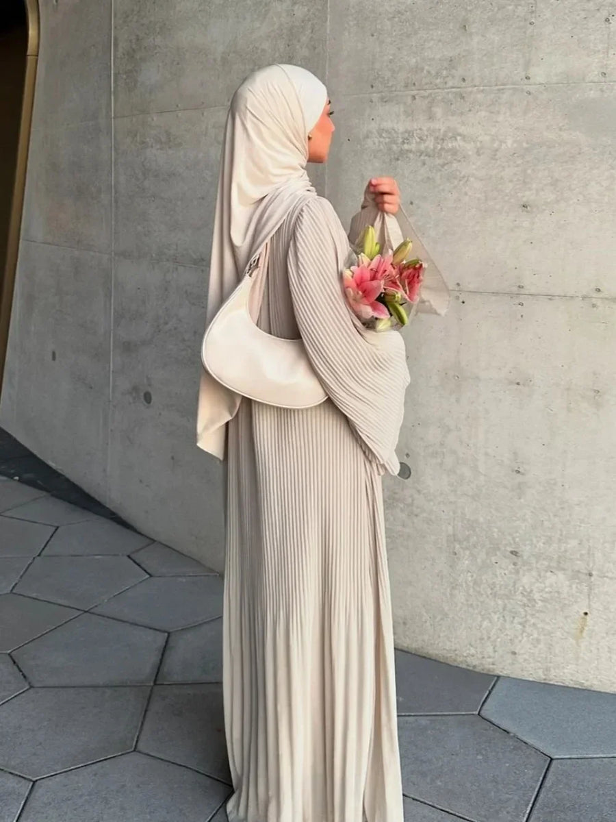 ALTAY Pleated Flare-Sleeve Abaya