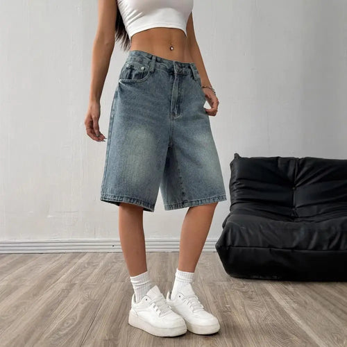 ALTAY High-Waist Bermuda Denim Shorts