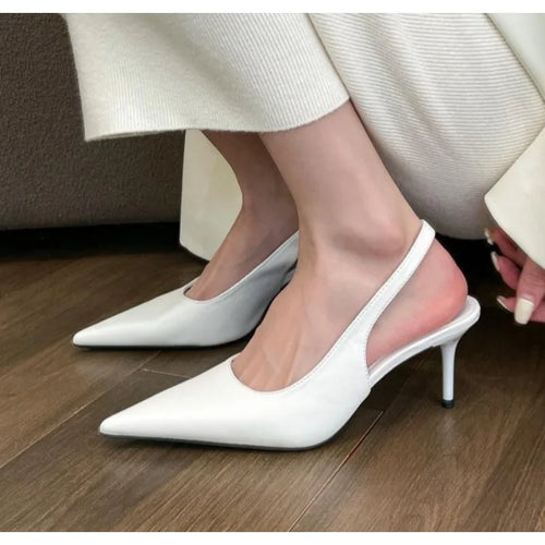 ALTAY Silver Pointed Toe Slingback Heels