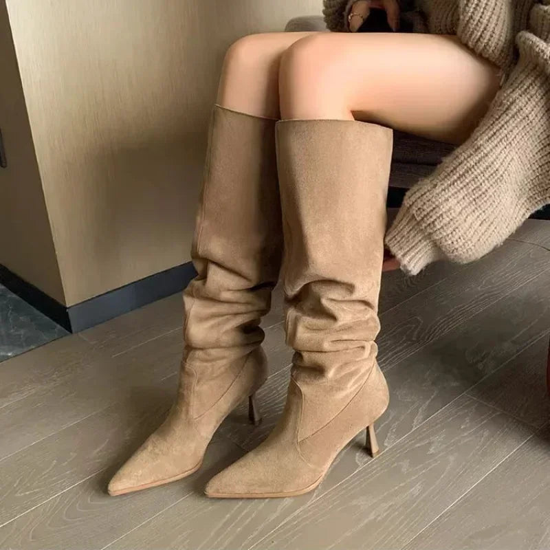 ALTAY Pointed Toe Suede Fashion Heels