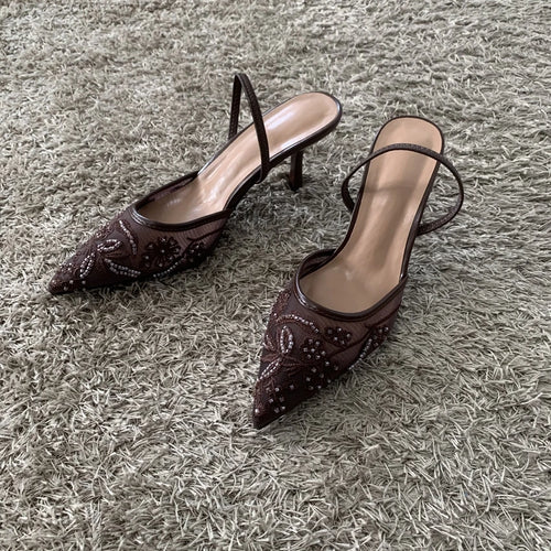 ALTAY Pointed Toe Mesh Designer Heels