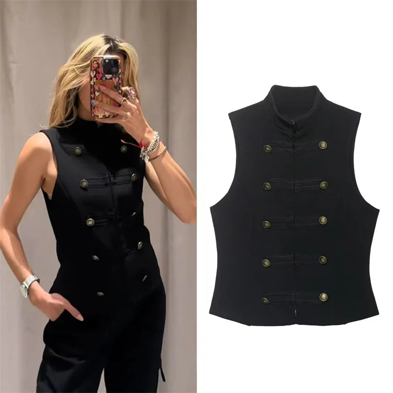 ALTAY Black Sleeveless Rope Knot Top