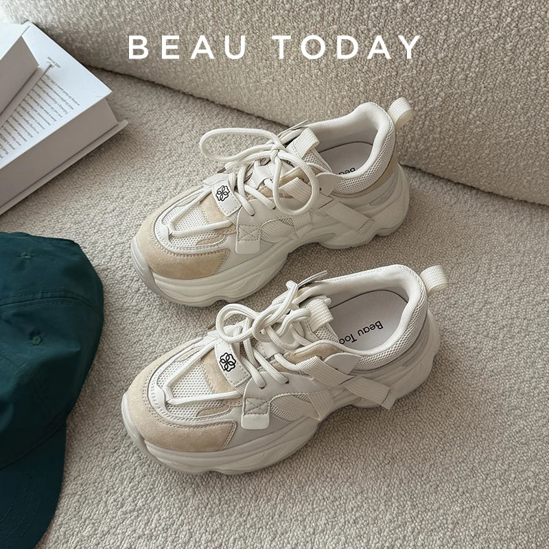 ALTAY Lace-Up Genuine Leather Sneakers